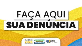 Arte com fundo em tons de amarelo, laranja e azul. Ao centro, em destaque, a frase "FAÇA AQUI SU...