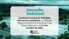 A Justiça Eleitoral manterá o plantão judiciário para atendimento de questões urgentes.