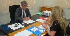 Novo Presidente do TRE-RO, Péricles Chagas em reunião com a Diretora Geral, Lia Maria Araújo.