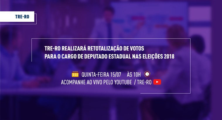 A solenidade será transmitida pelo canal oficial do TRE-RO no Youtube