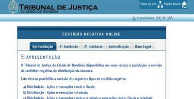Certidão Negativa – TJ/RO 
