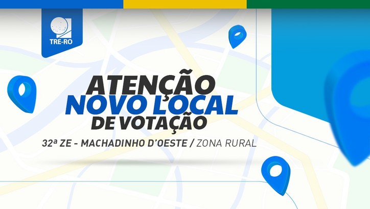 32ª Zona Eleitoral anuncia novo Local de Votação em Machadinho D'Oeste Eleitores e eleitoras da zona rural tem mais uma opção de colégio eleitoral para votarem nas Ele...