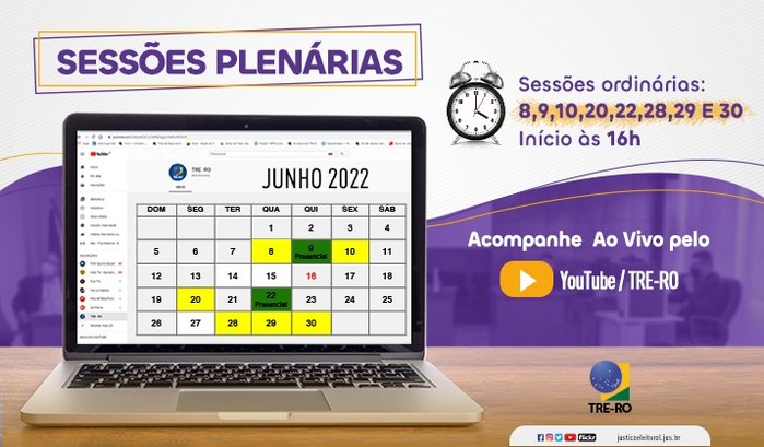 alteração de sessão plenária O TRIBUNAL REGIONAL ELEITORAL DE RONDÔNIA informa que a 40ª sessão ordinária, de 13 de junho de ...