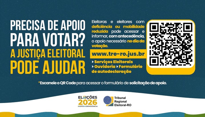Canal do TRE-RO facilita apoio a eleitores com deficiência Serviço permite informar, com antecedência, necessidades no dia da votação e garante mais acessi...