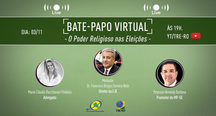 EJE-RO realizará bate-papo virtual “O Poder Religioso nas Eleições” O encontro proporcionará uma abordagem atual e envolvente sobre o palpitante tema