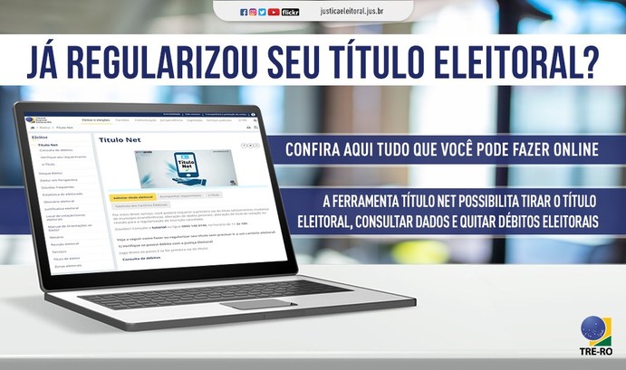 A ferramenta Título Net possibilita o alistamento eleitoral, consulta de dados e quitação de déb...