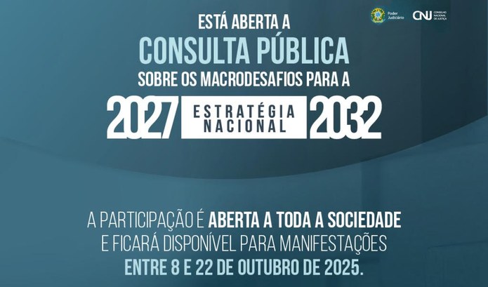 Participe da consulta pública e ajude a definir as prioridades da Justiça para os próximos anos CNJ quer ouvir a sociedade sobre os principais desafios e ações do Poder Judiciário para o perío...