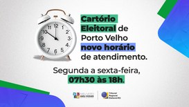 O Cartório Eleitoral passa a atender das 7h30 às 18h, de segunda a sexta.