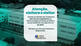 Durante o feriado, a Justiça Eleitoral manterá o plantão judiciário para atendimento de questões...