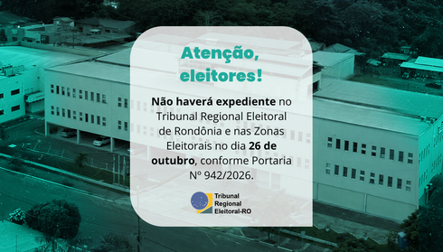 A Justiça Eleitoral manterá o plantão judiciário para atendimento de questões urgentes.