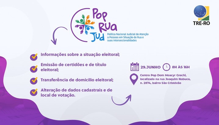 TRE-RO participa do 2° Mutirão do “PopRuaJud” O objetivo do evento foi proporcionar serviços essenciais e apoio jurídico para esse público vul...
