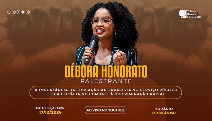 TRE-RO promoverá palestra sobre educação antirracista Com transmissão ao vivo, combate à discriminação no serviço público é destaque