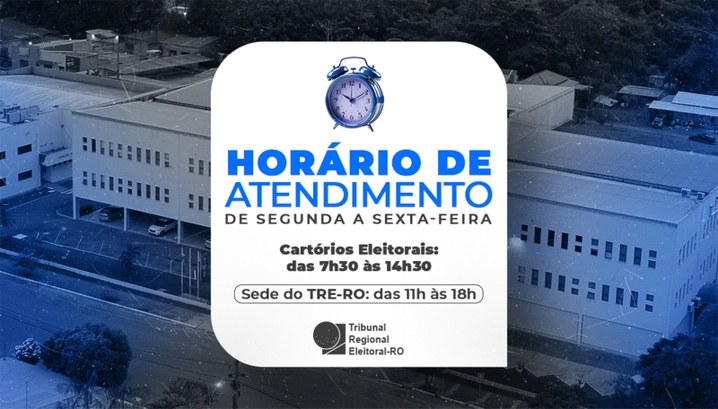 TRE-RO retoma horário de expediente normal nesta quarta-feira (21/1) Após o encerramento do horário especial de janeiro, Tribunal volta a atender ao público nos horá...