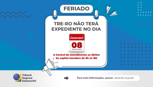 A Central de Atendimento ao Eleitor de Porto Velho funcionará normalmente, das 8h às 18h.